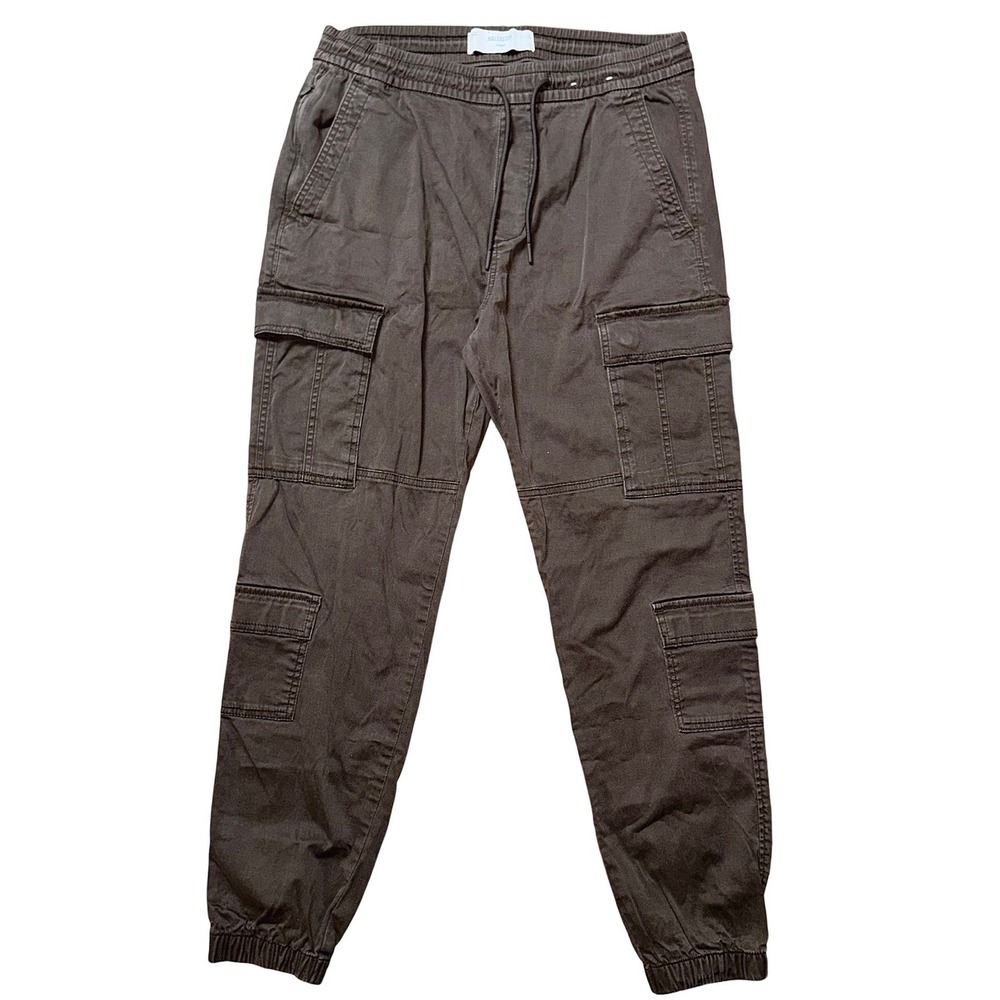 Hollister Mens Cargo Jogger Pants Dark Brown Utility Tapered Size Large